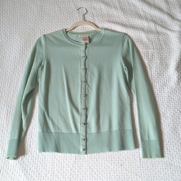 Tiffany Blue Crystal Buttoned Cardigan - Picture 1 of 5
